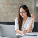 Woman taking exam